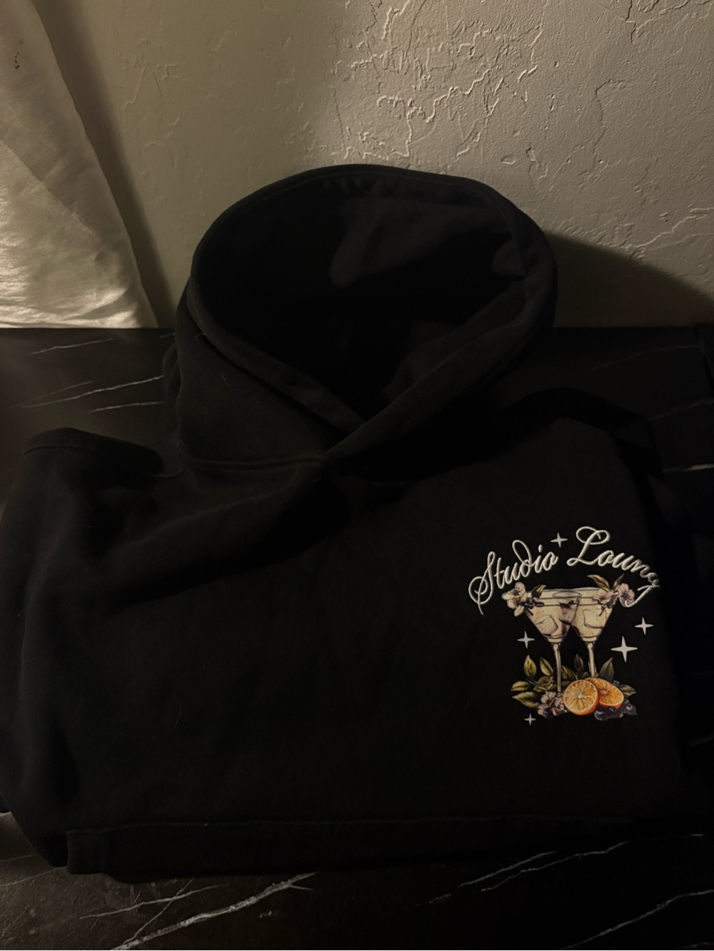 PacSun Black Hoodie with Floral Cocktail Graphic